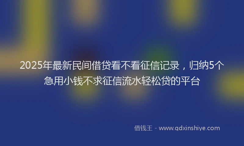 2025年最新民间借贷看不看征信记录，归纳5个急用小钱不求征信流水轻松贷的平台