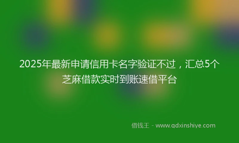 2025年最新申请信用卡名字验证不过，汇总5个芝麻借款实时到账速借平台