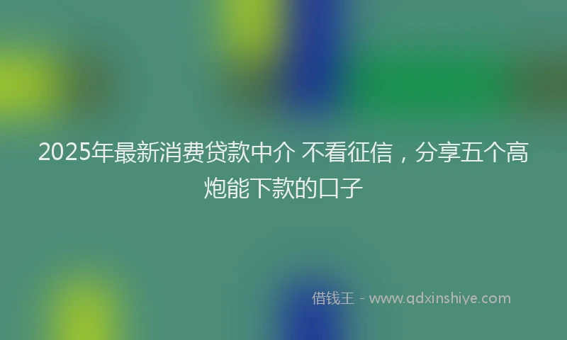 2025年最新消费贷款中介 不看征信，分享五个高炮能下款的口子