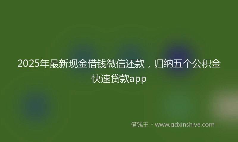 2025年最新现金借钱微信还款，归纳五个公积金快速贷款app