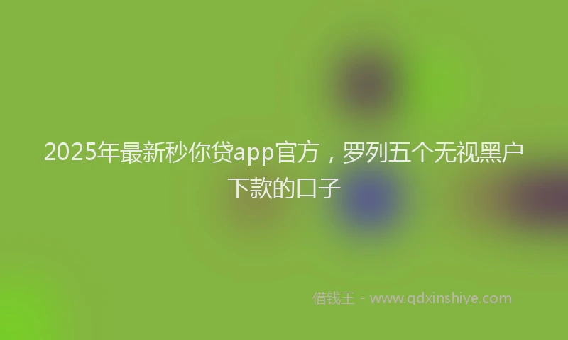 2025年最新秒你贷app官方，罗列五个无视黑户下款的口子