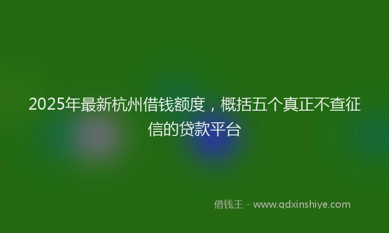 2025年最新杭州借钱额度，概括五个真正不查征信的贷款平台
