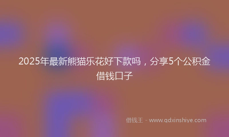 2025年最新熊猫乐花好下款吗,分享5个公积金借钱口子