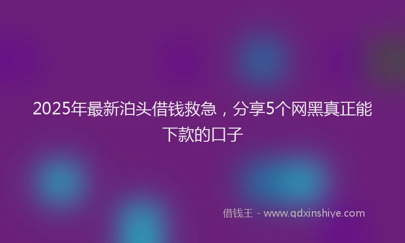 2025年最新泊头借钱救急，分享5个网黑真正能下款的口子