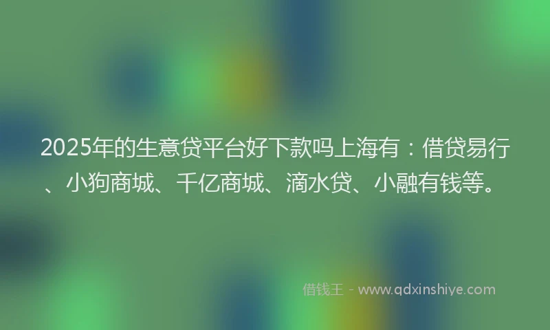 2025年的生意贷平台好下款吗上海有：借贷易行、小狗商城、千亿商城、滴水贷、小融有钱等。