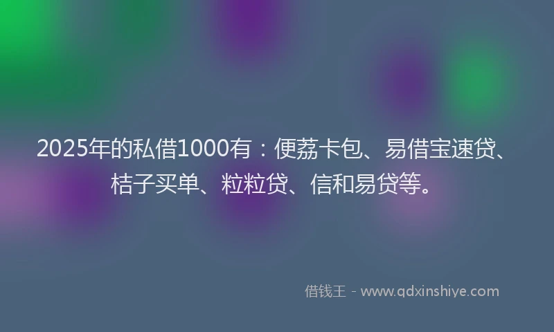 2025年的私借1000有：便荔卡包、易借宝速贷、桔子买单、粒粒贷、信和易贷等。