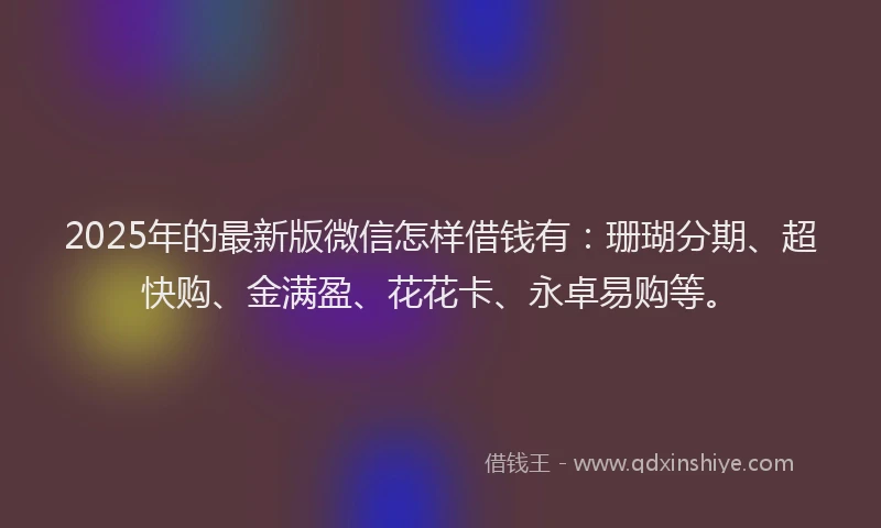 2025年的最新版微信怎样借钱有：珊瑚分期、超快购、金满盈、花花卡、永卓易购等。