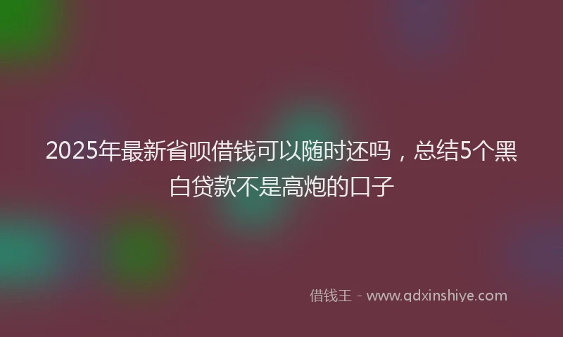 2025年最新省呗借钱可以随时还吗，总结5个黑白贷款不是高炮的口子