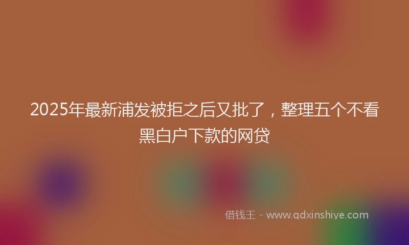 2025年最新浦发被拒之后又批了，整理五个不看黑白户下款的网贷