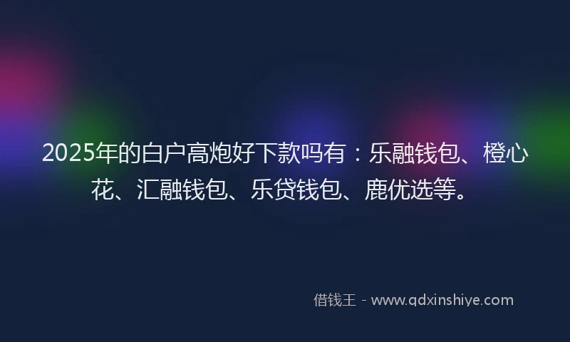 2025年的白户高炮好下款吗有：乐融钱包、橙心花、汇融钱包、乐贷钱包、鹿优选等。
