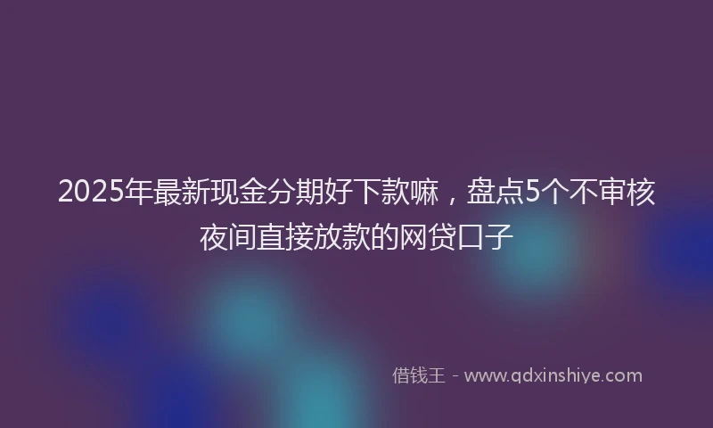 2025年最新现金分期好下款嘛，盘点5个不审核夜间直接放款的网贷口子