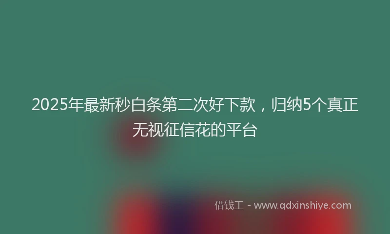 2025年最新秒白条第二次好下款，归纳5个真正无视征信花的平台