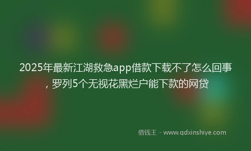 2025年最新江湖救急app借款下载不了怎么回事，罗列5个无视花黑烂户能下款的网贷