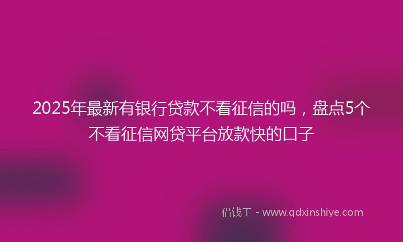 2025年最新有银行贷款不看征信的吗，盘点5个不看征信网贷平台放款快的口子