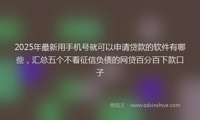 2025年最新用手机号就可以申请贷款的软件有哪些，汇总五个不看征信负债的网贷百分百下款口子