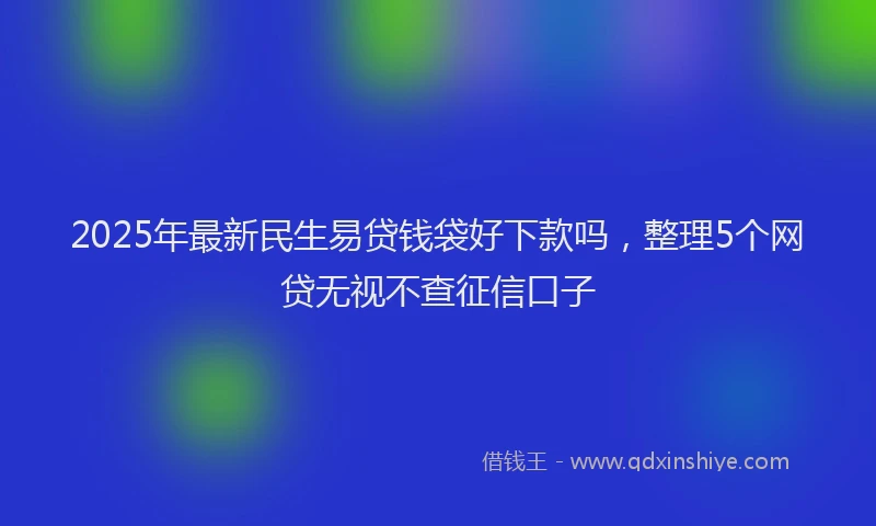 2025年最新民生易贷钱袋好下款吗，整理5个网贷无视不查征信口子