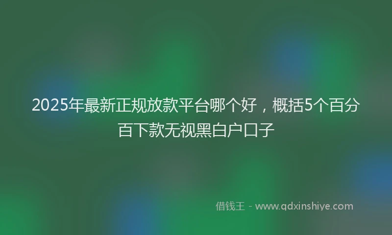 2025年最新正规放款平台哪个好，概括5个百分百下款无视黑白户口子