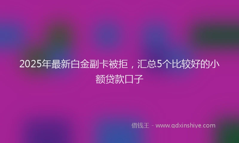 2025年最新白金副卡被拒，汇总5个比较好的小额贷款口子