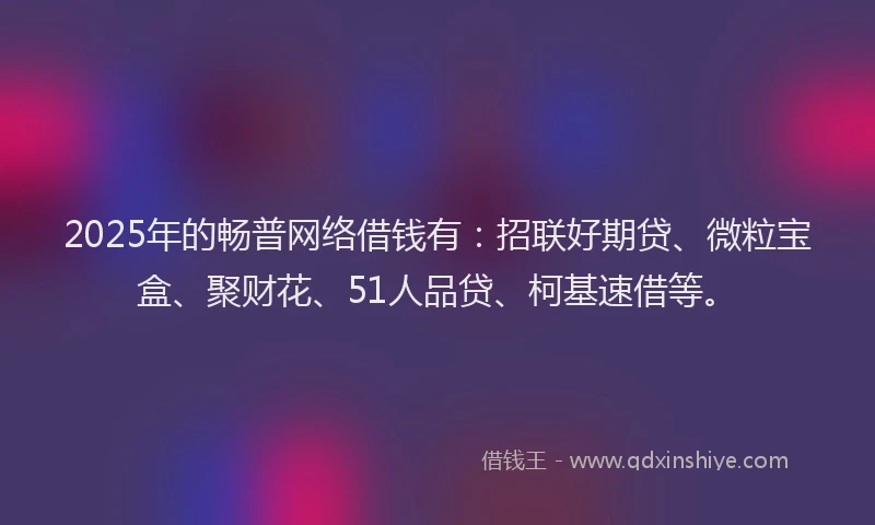 2025年的畅普网络借钱有：招联好期贷、微粒宝盒、聚财花、51人品贷、柯基速借等。