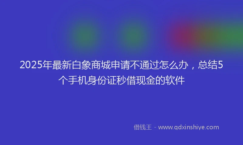 2025年最新白象商城申请不通过怎么办，总结5个手机身份证秒借现金的软件