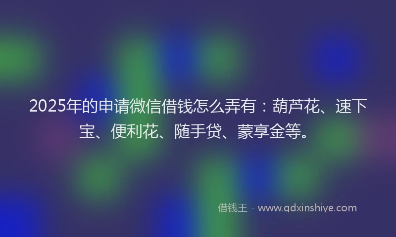 2025年的申请微信借钱怎么弄有：葫芦花、速下宝、便利花、随手贷、蒙享金等。