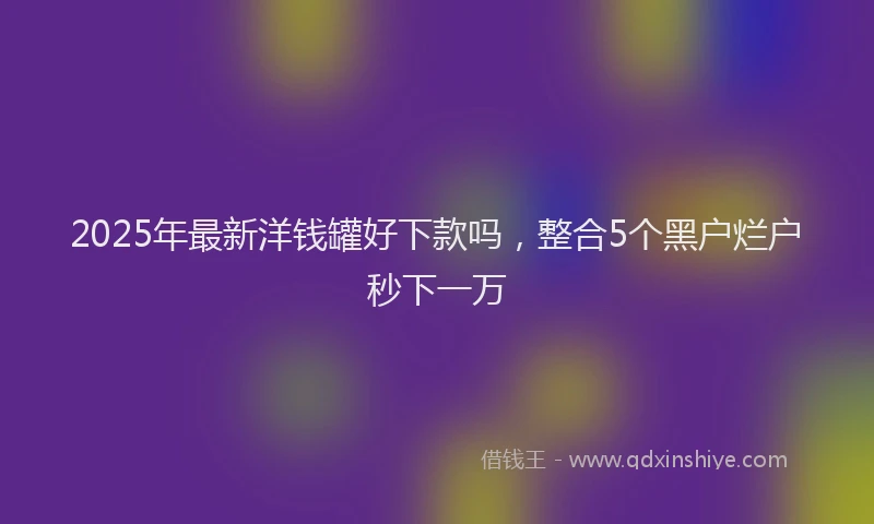 2025年最新洋钱罐好下款吗，整合5个黑户烂户秒下一万