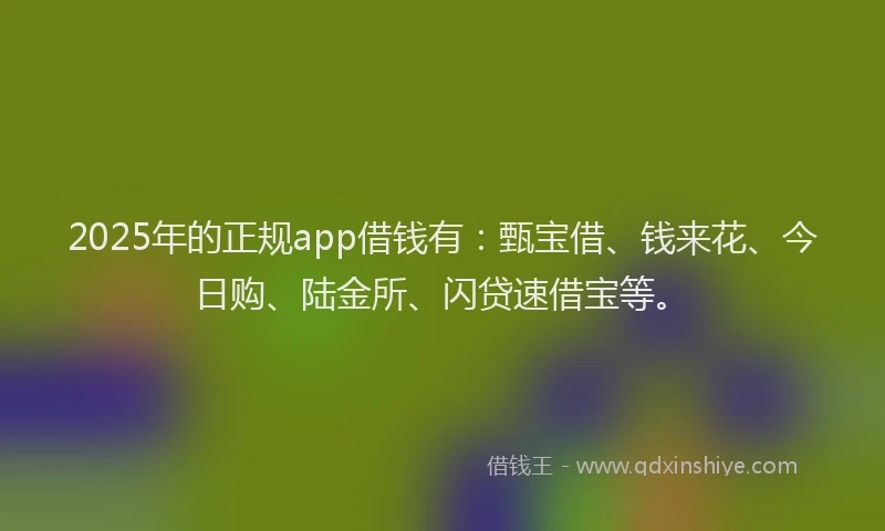 2025年的正规app借钱有：甄宝借、钱来花、今日购、陆金所、闪贷速借宝等。