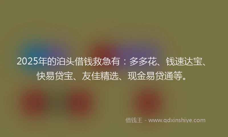 2025年的泊头借钱救急有：多多花、钱速达宝、快易贷宝、友佳精选、现金易贷通等。