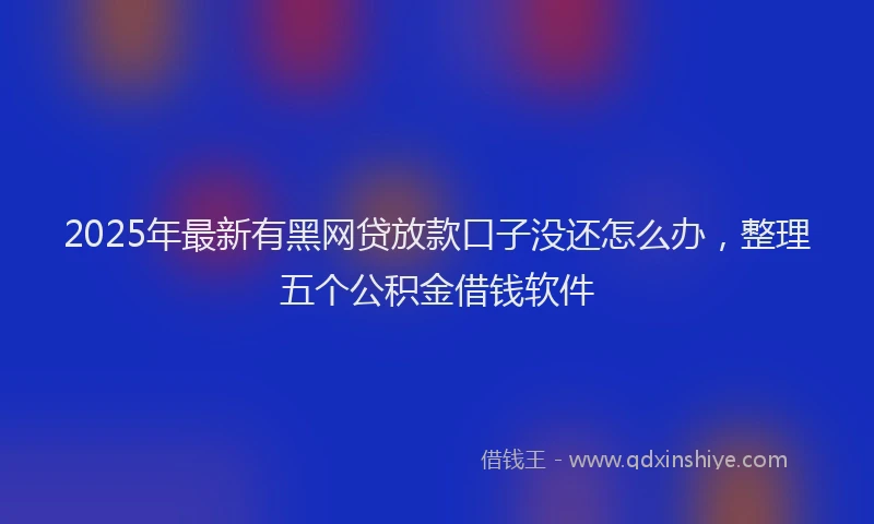 2025年最新有黑网贷放款口子没还怎么办，整理五个公积金借钱软件