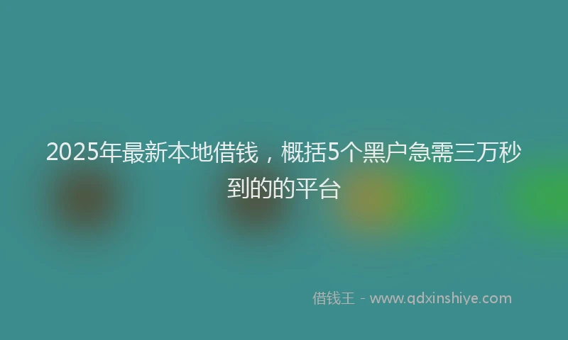 2025年最新本地借钱，概括5个黑户急需三万秒到的的平台