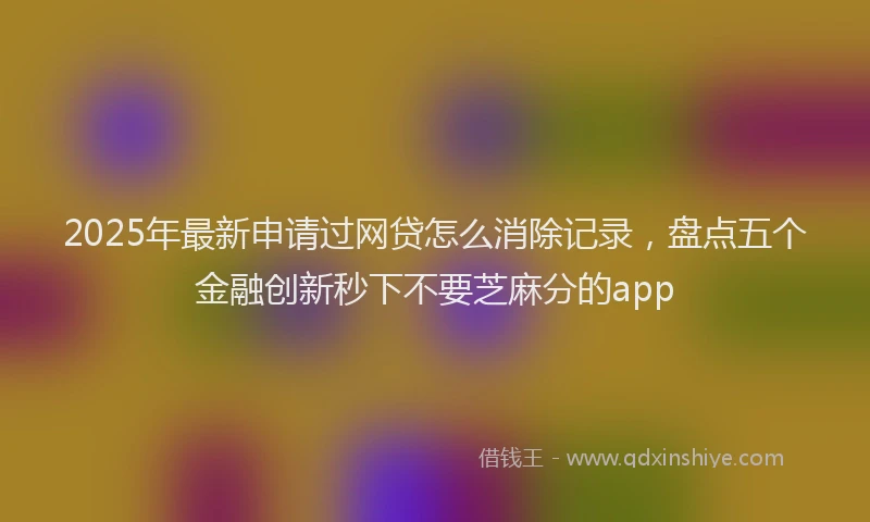 2025年最新申请过网贷怎么消除记录，盘点五个金融创新秒下不要芝麻分的app
