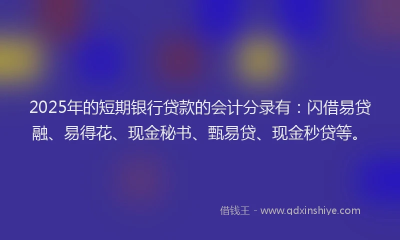 2025年的短期银行贷款的会计分录有：闪借易贷融、易得花、现金秘书、甄易贷、现金秒贷等。