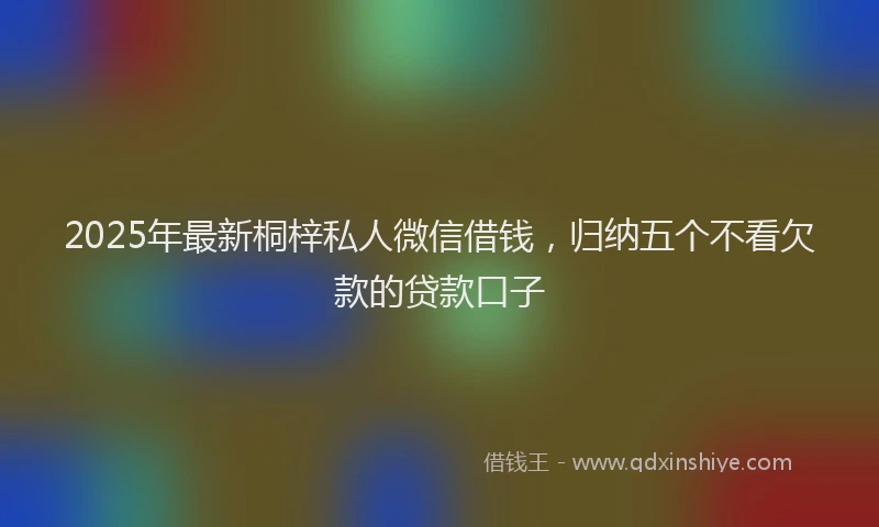 2025年最新桐梓私人微信借钱，归纳五个不看欠款的贷款口子