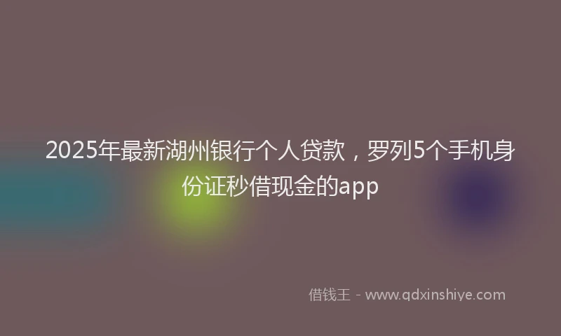 2025年最新湖州银行个人贷款，罗列5个手机身份证秒借现金的app