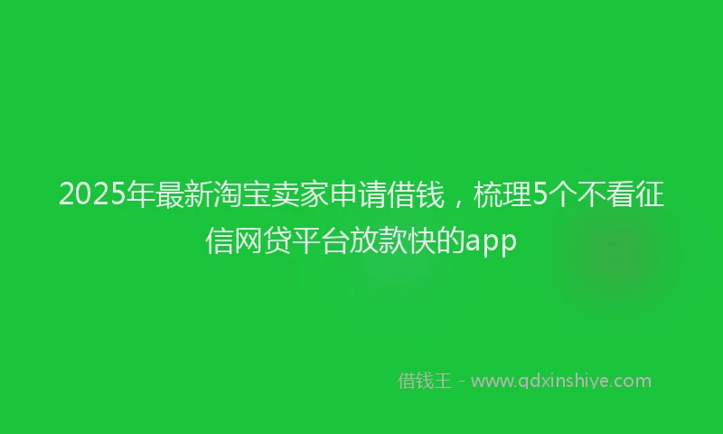 2025年最新淘宝卖家申请借钱，梳理5个不看征信网贷平台放款快的app