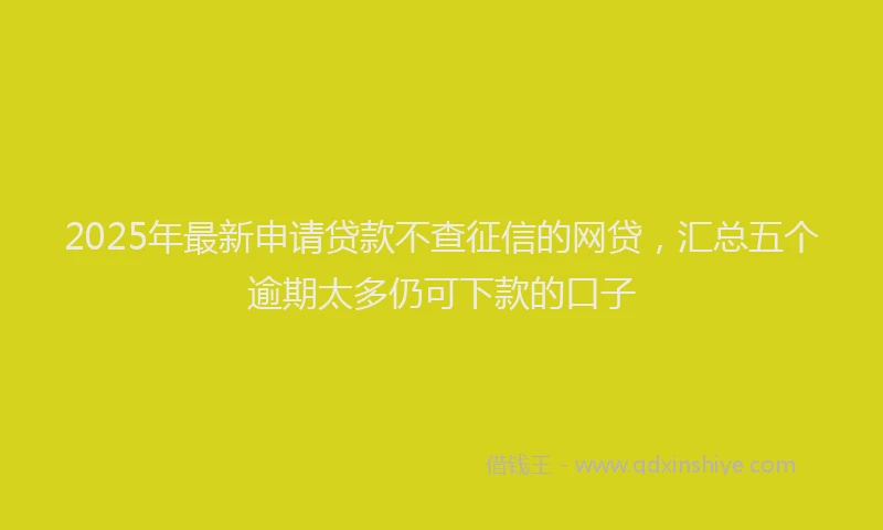 2025年最新申请贷款不查征信的网贷，汇总五个逾期太多仍可下款的口子