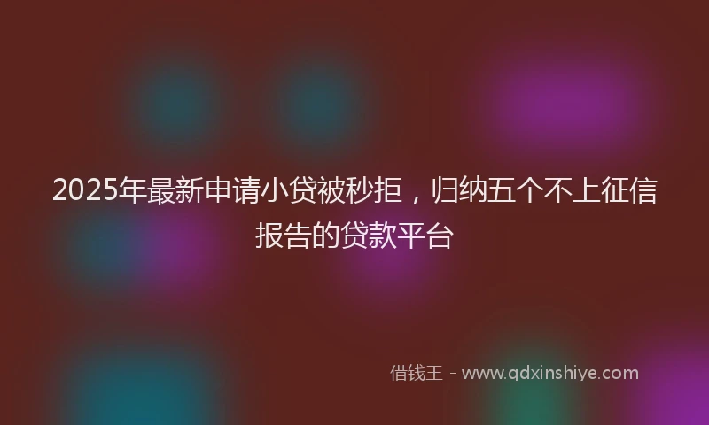 2025年最新申请小贷被秒拒，归纳五个不上征信报告的贷款平台