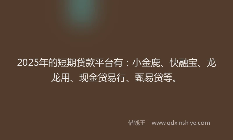 2025年的短期贷款平台有：小金鹿、快融宝、龙龙用、现金贷易行、甄易贷等。