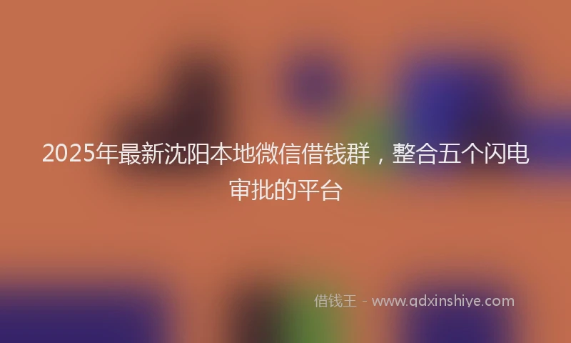 2025年最新沈阳本地微信借钱群，整合五个闪电审批的平台