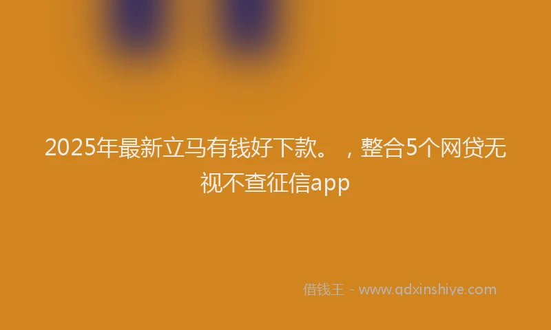 2025年最新立马有钱好下款。，整合5个网贷无视不查征信app