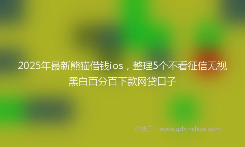 2025年最新熊猫借钱ios，整理5个不看征信无视黑白百分百下款网贷口子