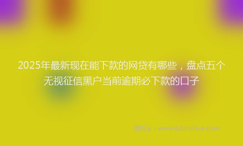 2025年最新现在能下款的网贷有哪些，盘点五个无视征信黑户当前逾期必下款的口子