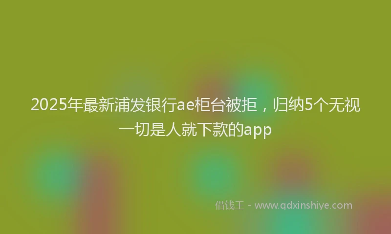 2025年最新浦发银行ae柜台被拒，归纳5个无视一切是人就下款的app