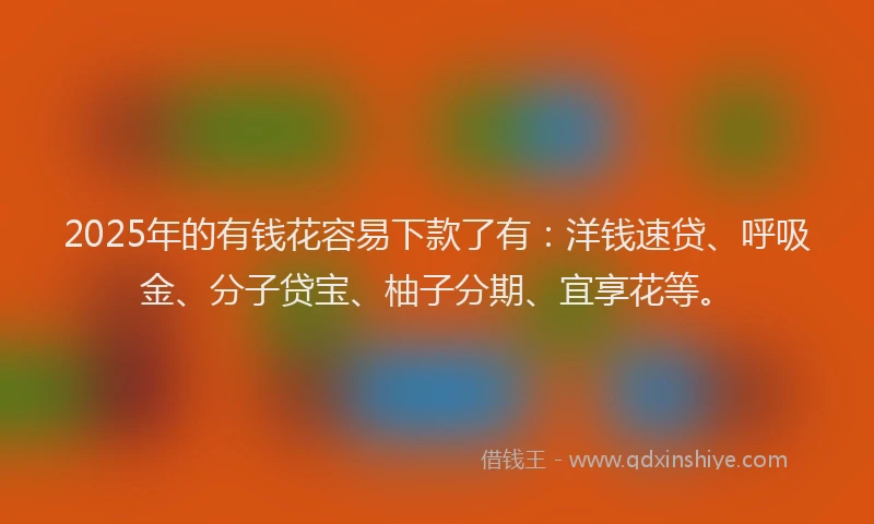 2025年的有钱花容易下款了有：洋钱速贷、呼吸金、分子贷宝、柚子分期、宜享花等。