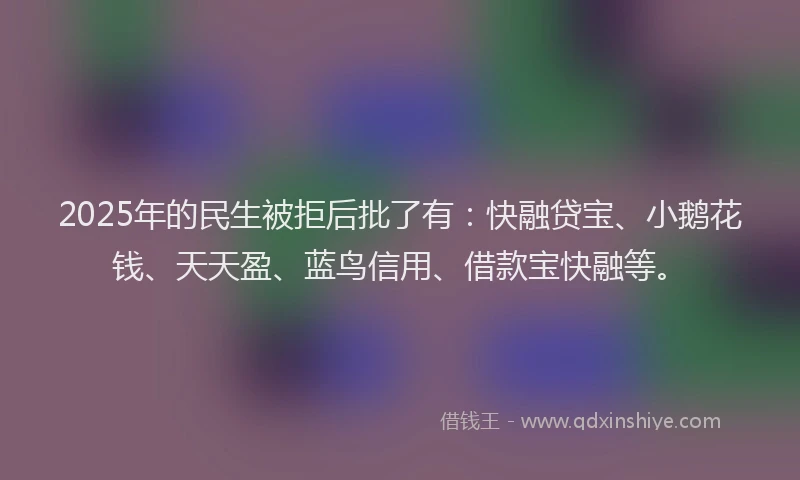 2025年的民生被拒后批了有：快融贷宝、小鹅花钱、天天盈、蓝鸟信用、借款宝快融等。
