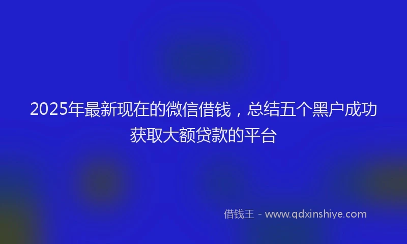 2025年最新现在的微信借钱，总结五个黑户成功获取大额贷款的平台