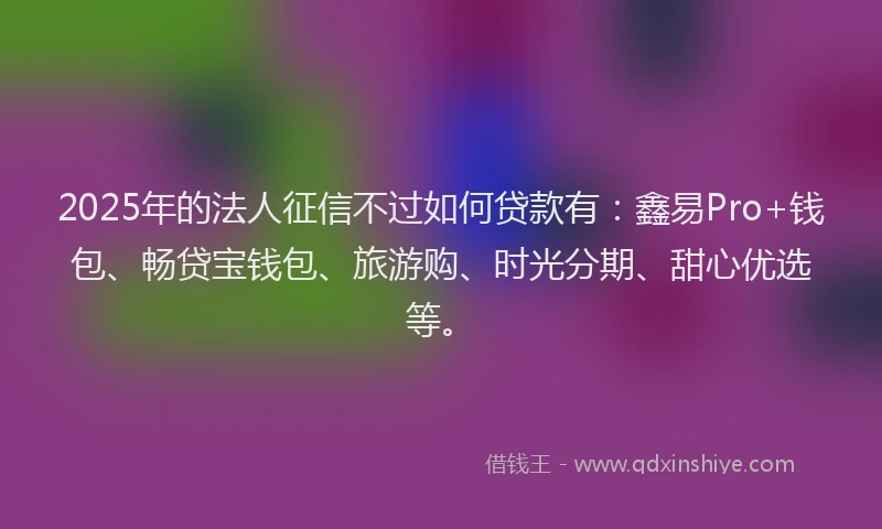 2025年的法人征信不过如何贷款有：鑫易Pro+钱包、畅贷宝钱包、旅游购、时光分期、甜心优选等。
