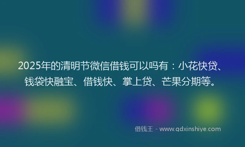 2025年的清明节微信借钱可以吗有：小花快贷、钱袋快融宝、借钱快、掌上贷、芒果分期等。