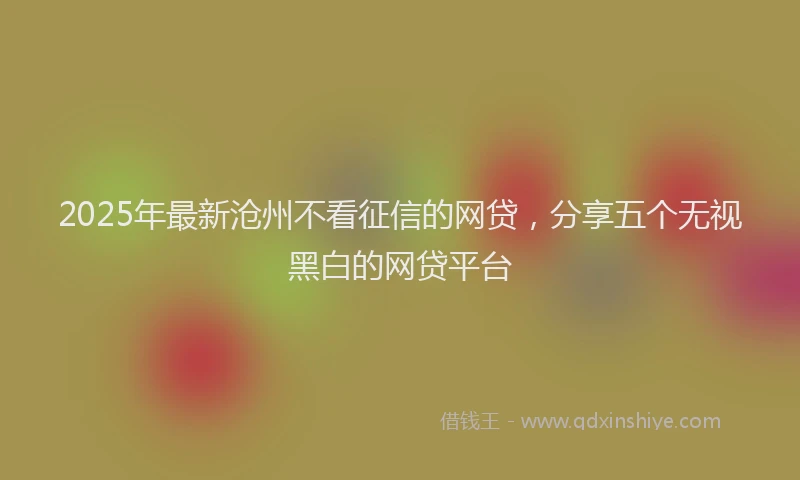 2025年最新沧州不看征信的网贷，分享五个无视黑白的网贷平台