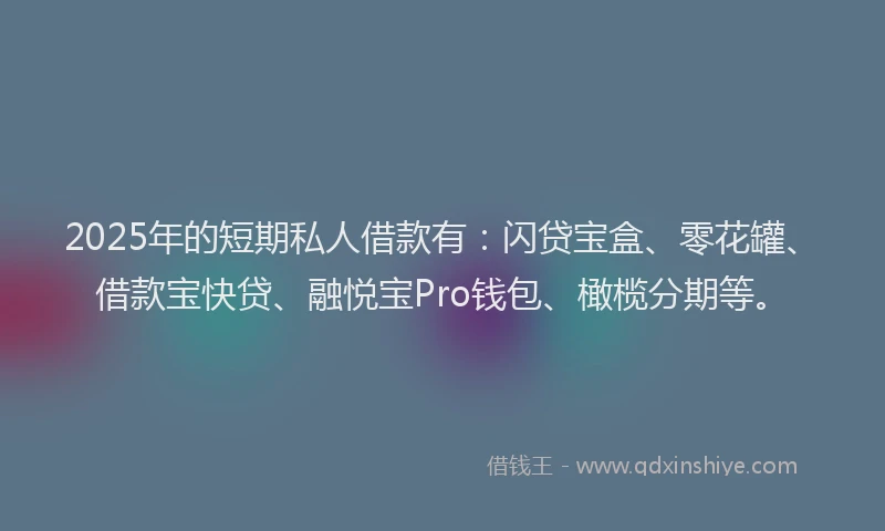 2025年的短期私人借款有：闪贷宝盒、零花罐、借款宝快贷、融悦宝Pro钱包、橄榄分期等。
